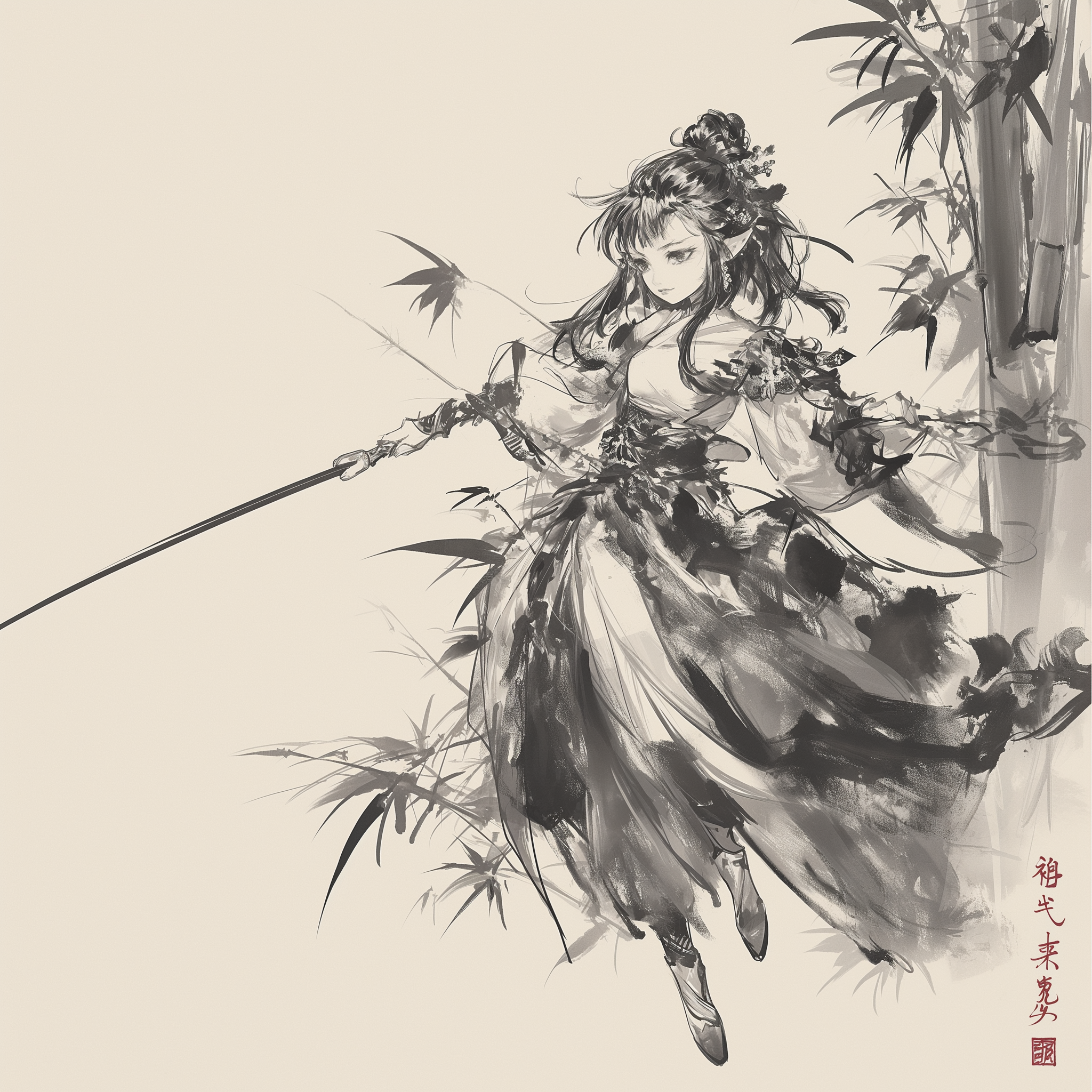 bibichwi_Ink_painting_brush_painting_elf_girl_dancing_sword_dan_c7f8eed5-8e40-4ab5-8b64-9a557a78b001.png